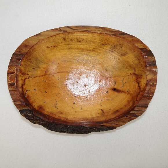 Live Edge Wood Bowl Footed Oval Hand Crafted Decor Fruit Candy 11" x 9" x 4.5" - Picture 5 of 14